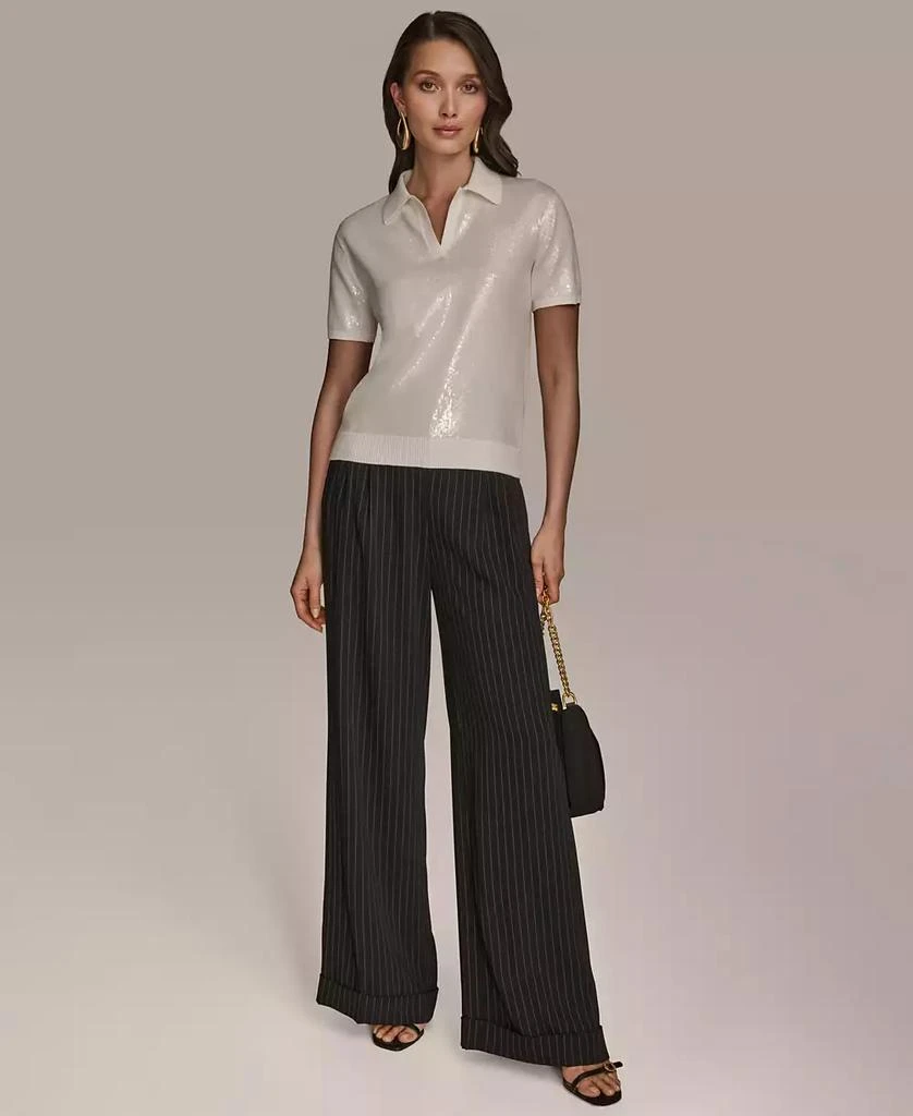 Donna Karan Women's Short-Sleeve Sequined Knit Polo 5