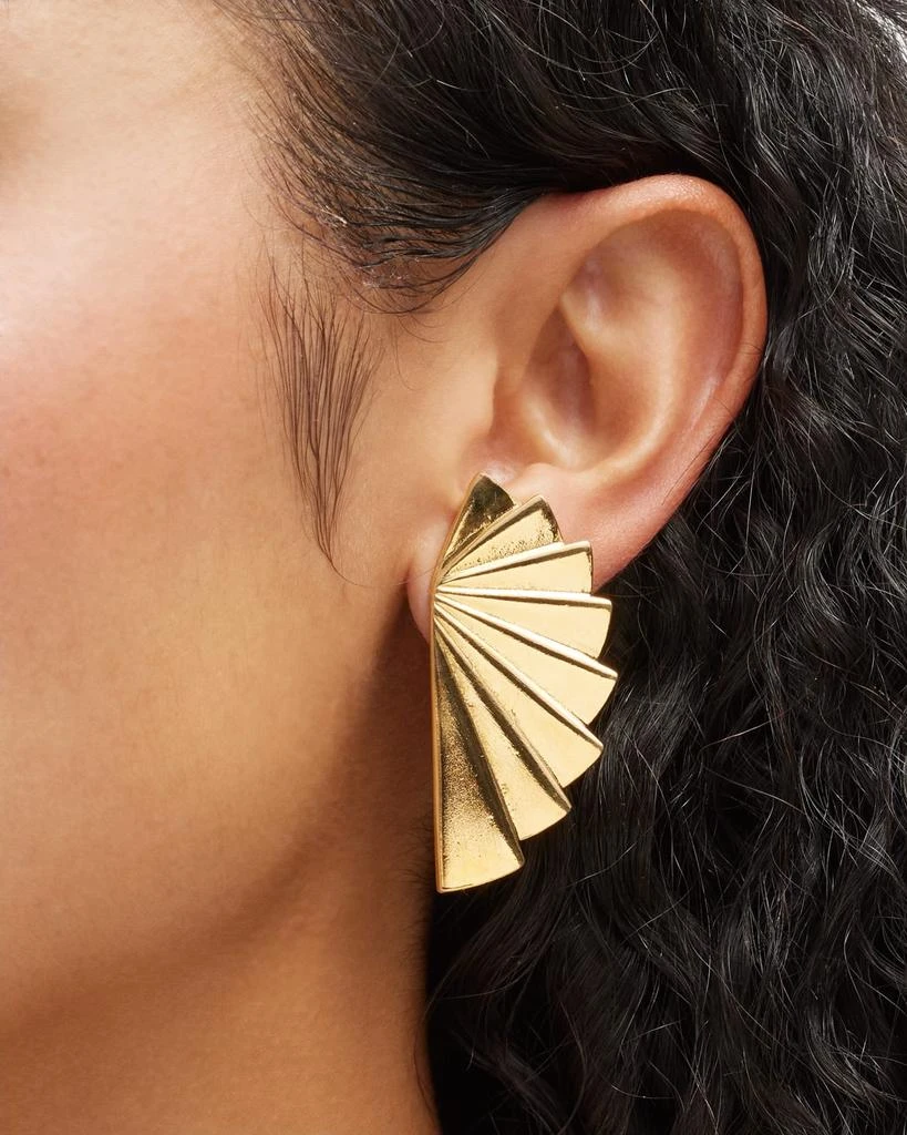 BEN-AMUN 24k Gold Electroplated Fan Clip-On Earrings 2