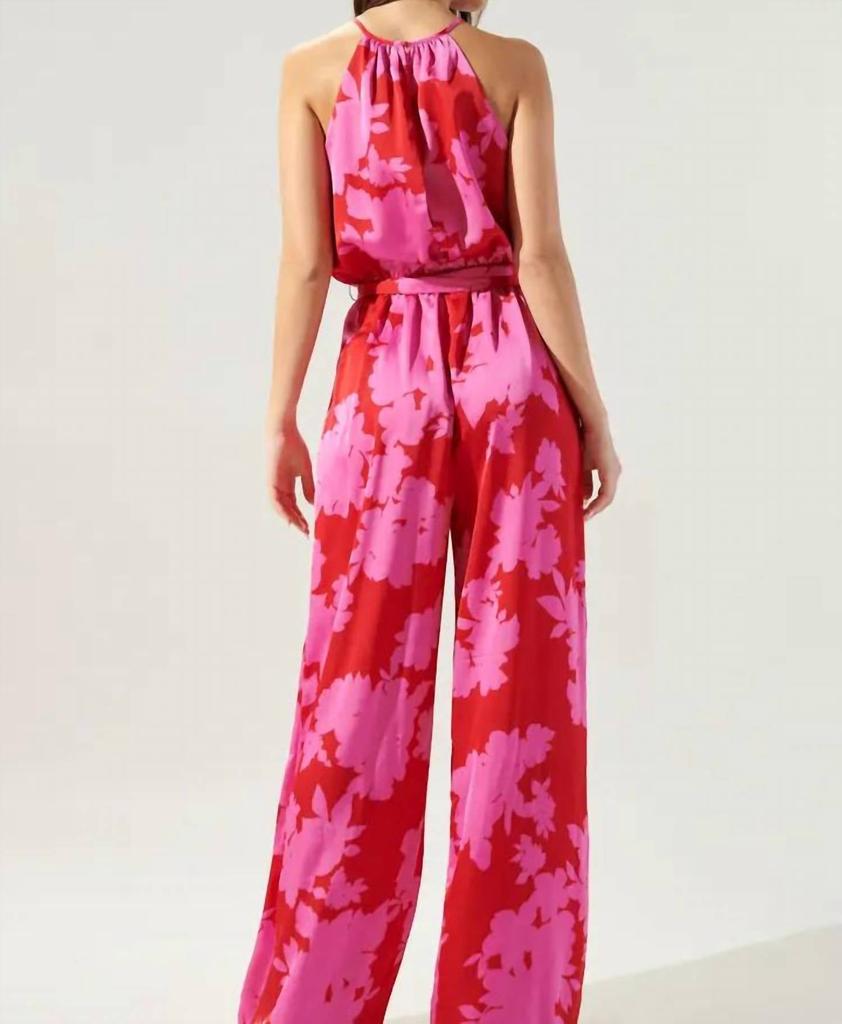 Sugarlips Sugarlips - Burning Love Lighthearted Trapeze Satin Jumpsuit