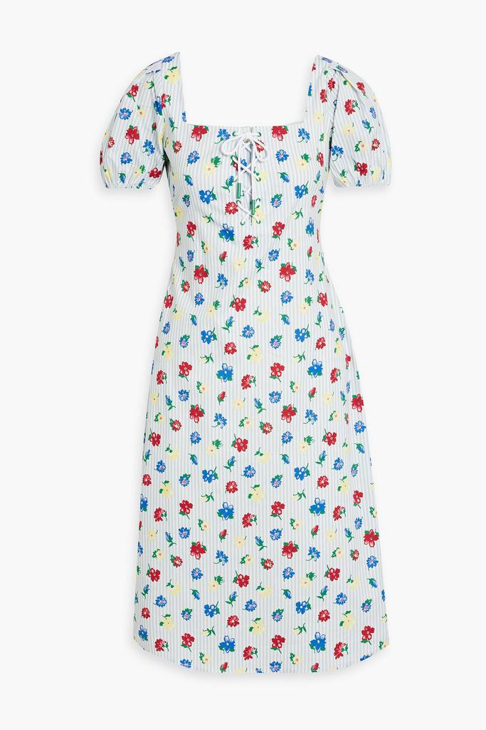 HVN Nadia printed cotton-blend poplin dress