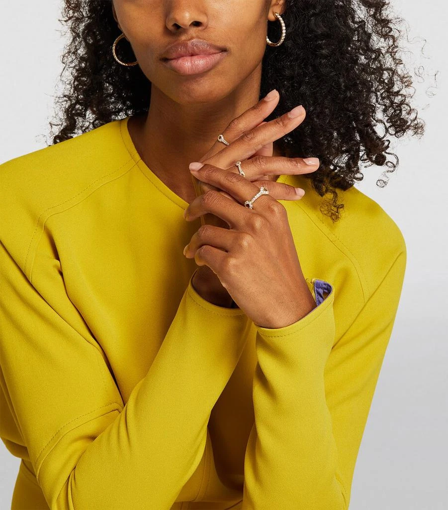 Melissa Kaye Yellow Gold and Diamond Mini Lola Needle Ring 4