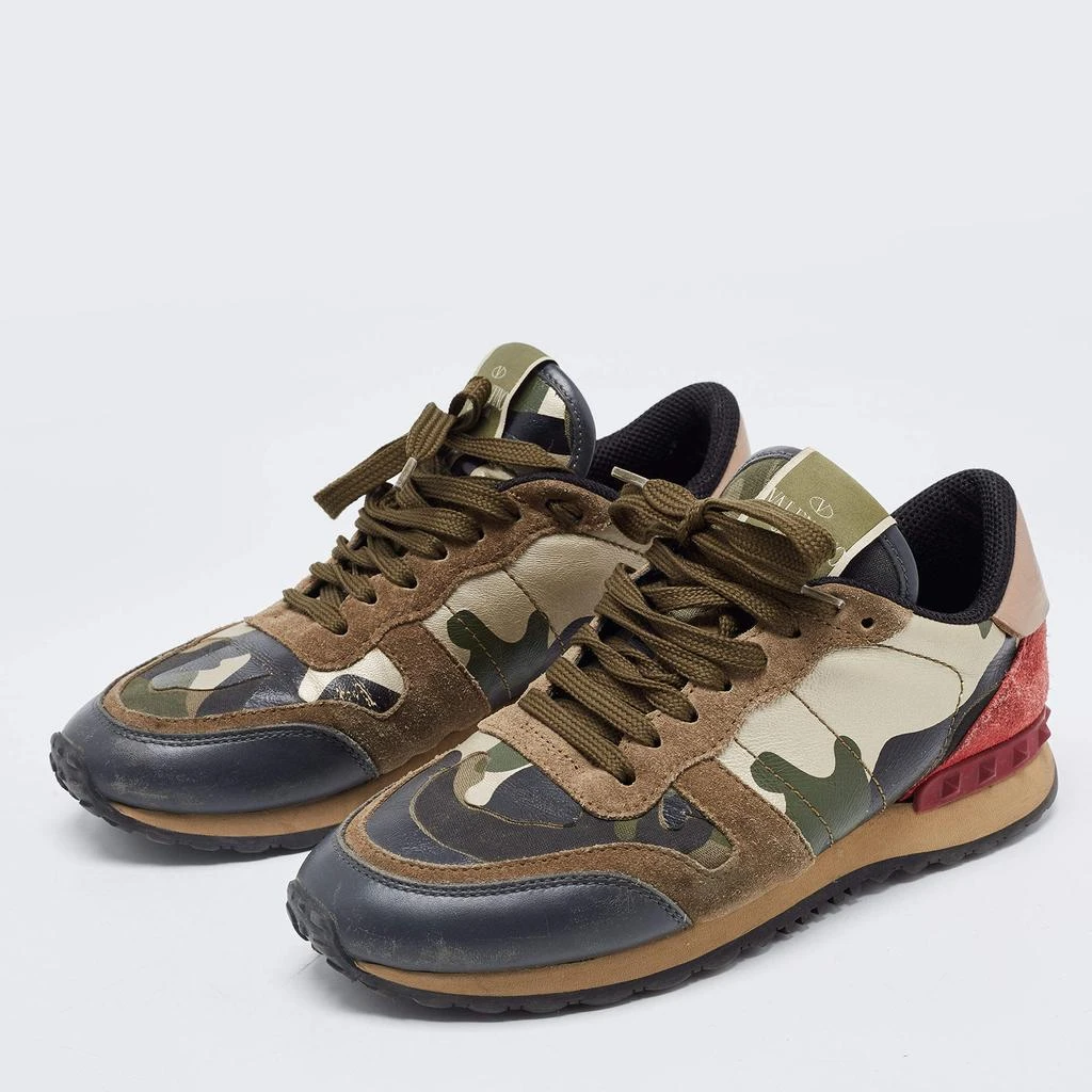 Valentino Valentino Multicolor Camo Print Leather and Suede Rockrunner Sneakers Size 37 2