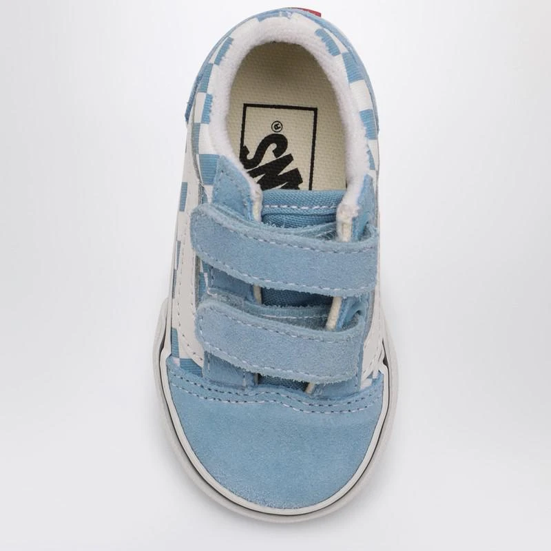 Vans White/Blue Old Skool Sneakers with Check Pattern 4