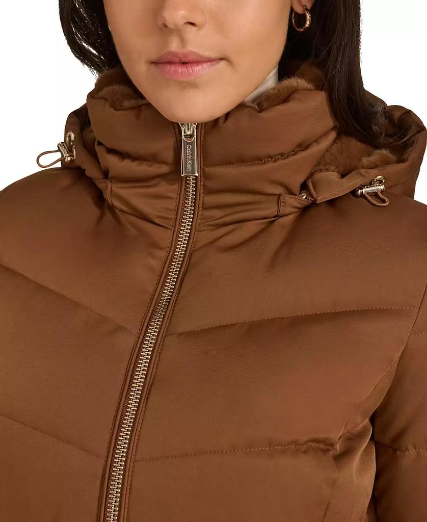 Calvin klein funnel neck hooded puffer coat online