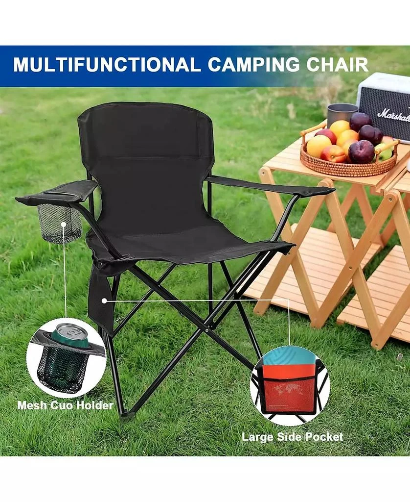 Piscifun olding Camping Collapsible Chairs Heavy Duty Lawn Chair with Cooler Bag, Storage Pocket, Waterproof Bag Outdoor Arm Chair, Supports 225LBS 3