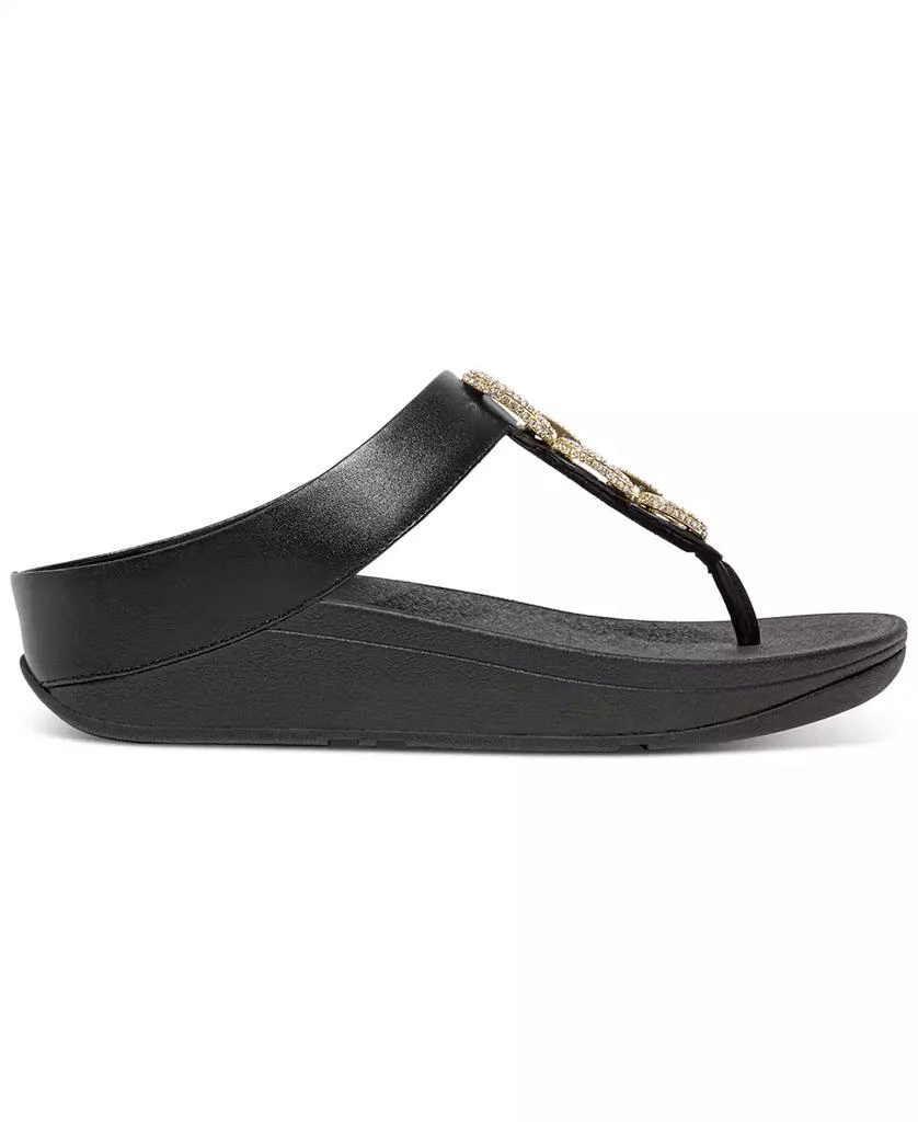 FitFlop Women's Fino Crystal Chain Leather Toe-Post Sandals 7