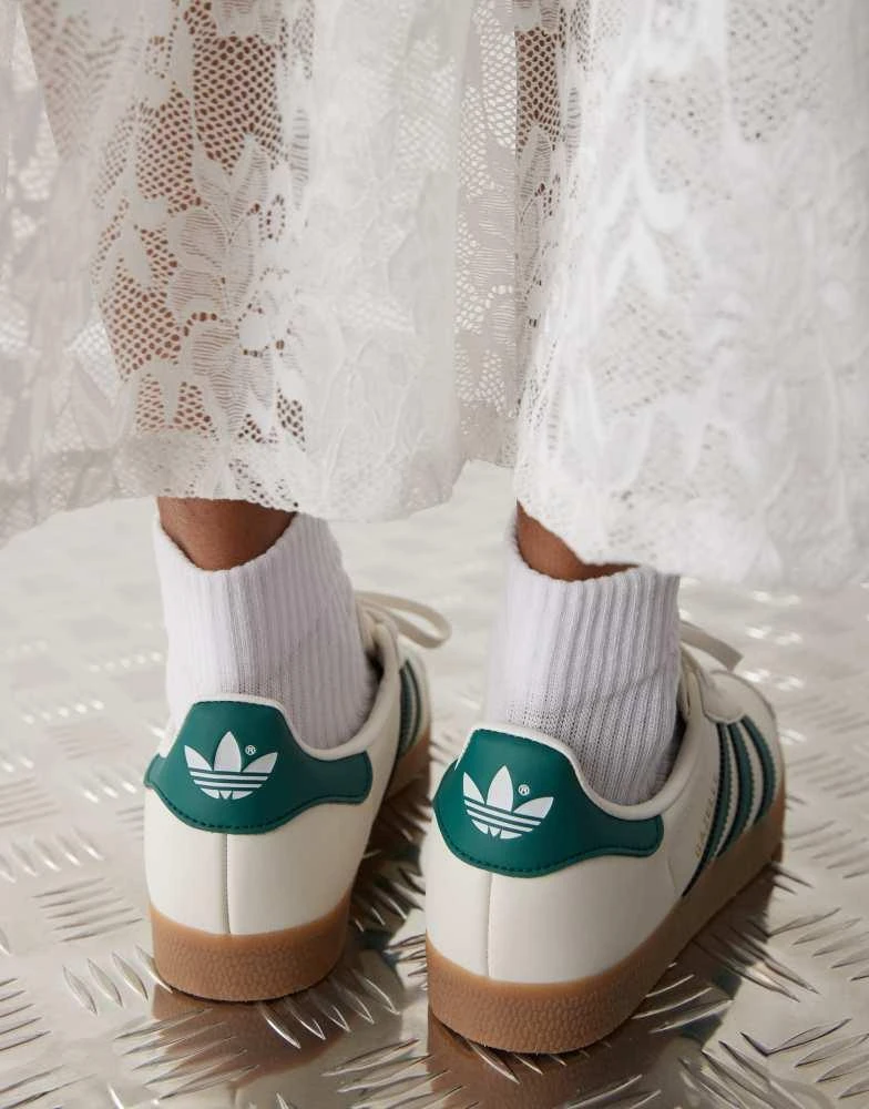Adidas adidas Originals Gazelle trainers in cream and green 3