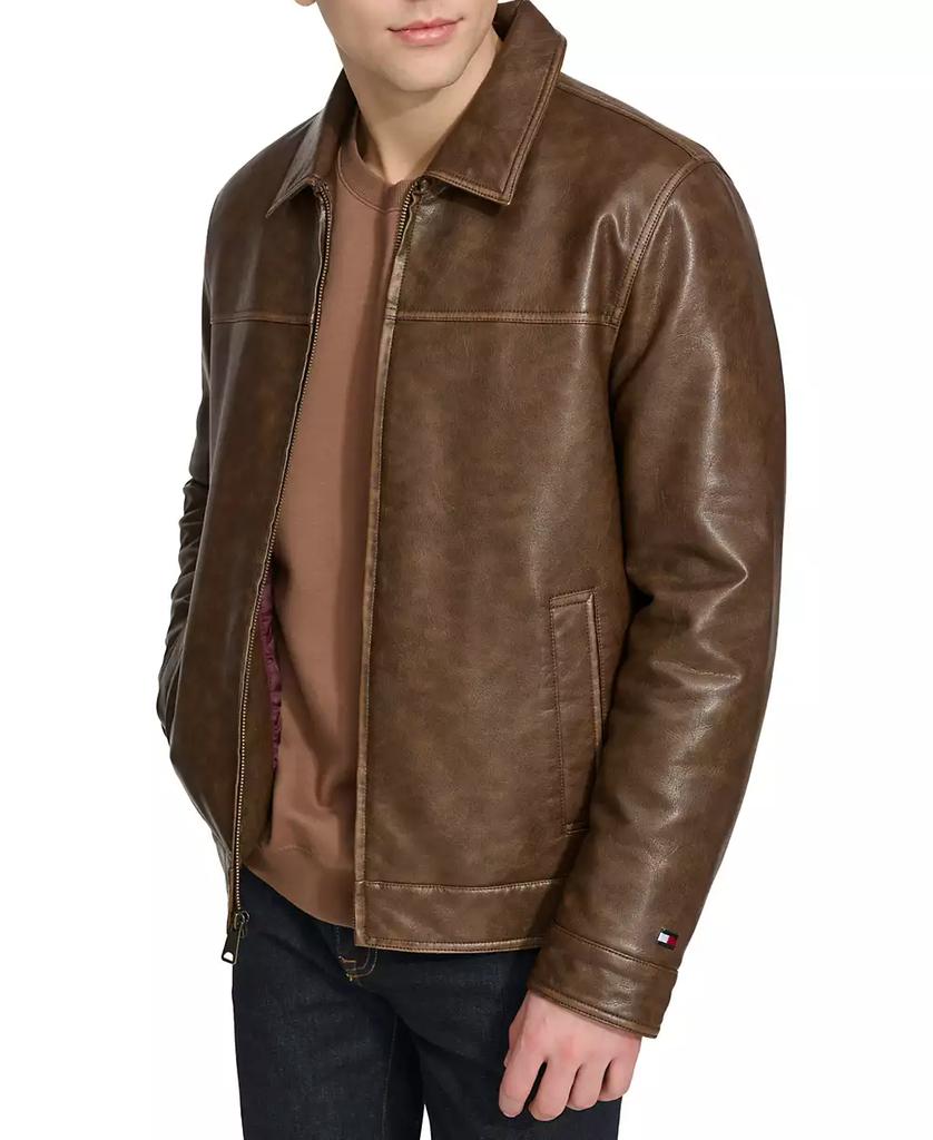 Tommy Hilfiger Men's factory Faux Leather Laydown Collar Jacket Retail $195 size Large