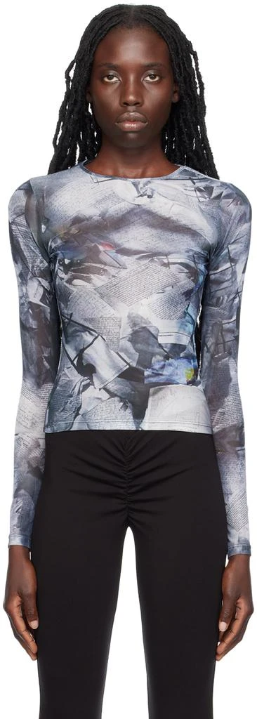 Miaou Gray Graphic Long Sleeve T-Shirt 1