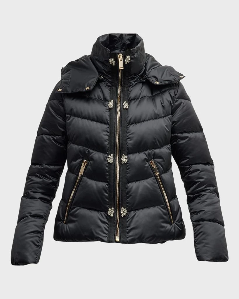 Shop Crystal Quilted Down Ski Jacket With Detachable Hood on Sale