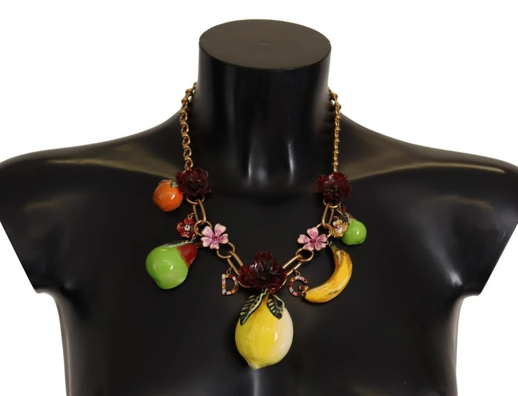 Dolce 
Gabbana Brass Sicily Fruits Roses Statement Women
s Necklace