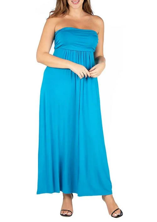 24seven Comfort Apparel Comfort Apparel Plus Size  Strapless Maxi Dress 1