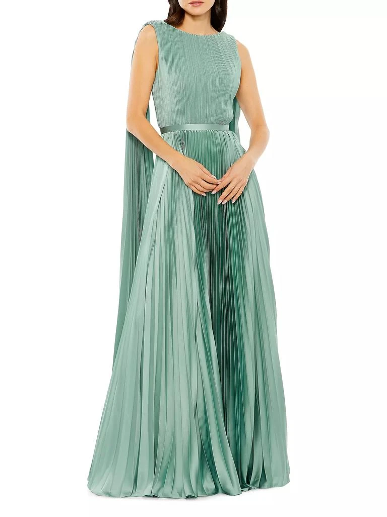Mac Duggal Pleated Charmeuse Cape A-Line Gown 1