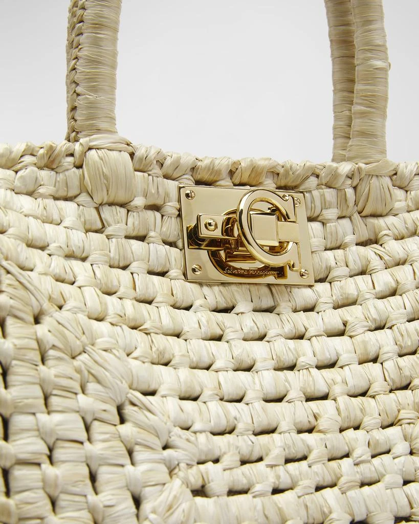 Salvatore Ferragamo The Studio Raffia Basket Top-Handle Bag 5