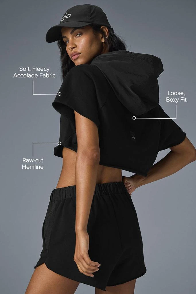 Alo Cropped In The Air Short Sleeve Hoodie - Black 2