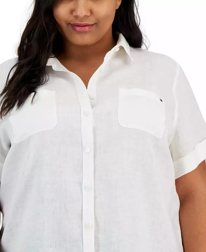 Tommy Hilfiger Plus Size 100% Linen Camp Shirt 3