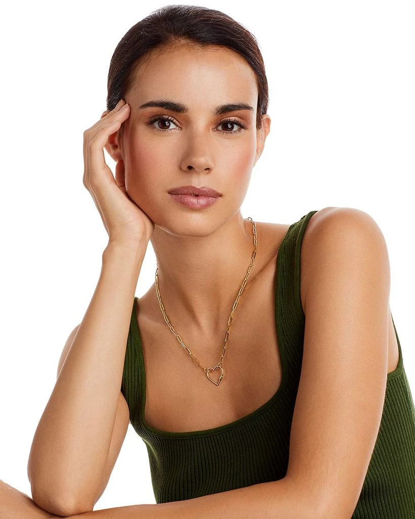Bloomingdale's Open Heart Clasp Pendant Necklace in 14K Yellow Gold, 18" 2