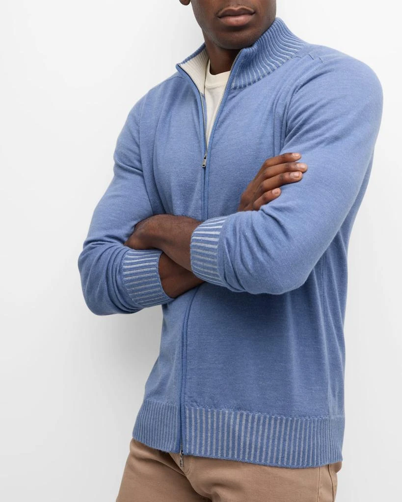 Fioroni Men's Duvet Cashmere Full-Zip Sweater 6