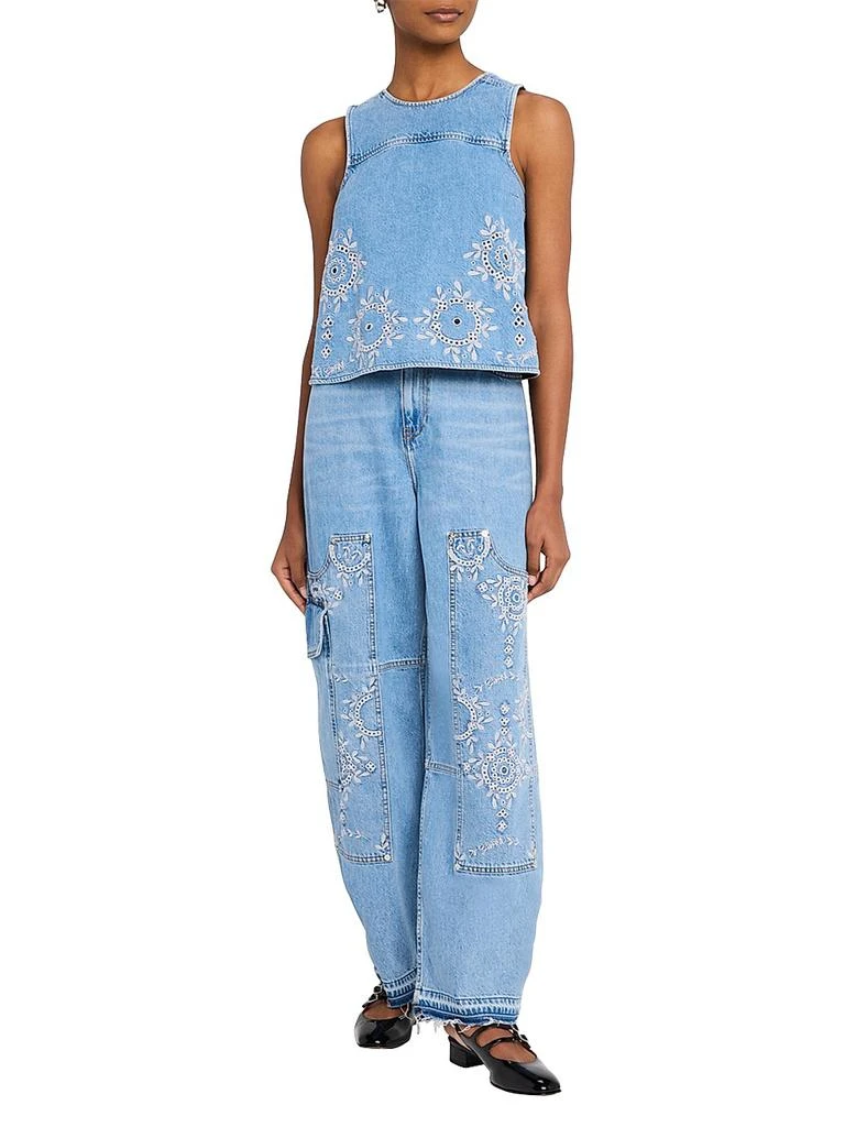 Ganni Broderie Anglaise Denim Top 2