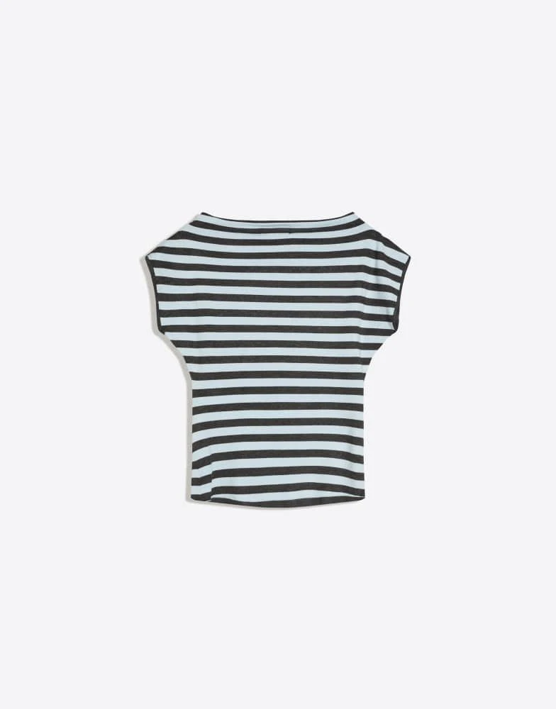 Bershka Bershka Asymmetric striped top in denim blue 2