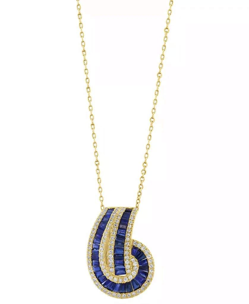Effy EFFY® Sapphire (2-1/3 ct. t.w.) 
Diamond (3/8 ct. t.w.) Baguette Knot 18" Pendant Necklace in 14k Gold 3
