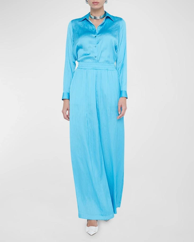 L'Agence Lillian Crinkled Satin Wide-Leg Pants 3