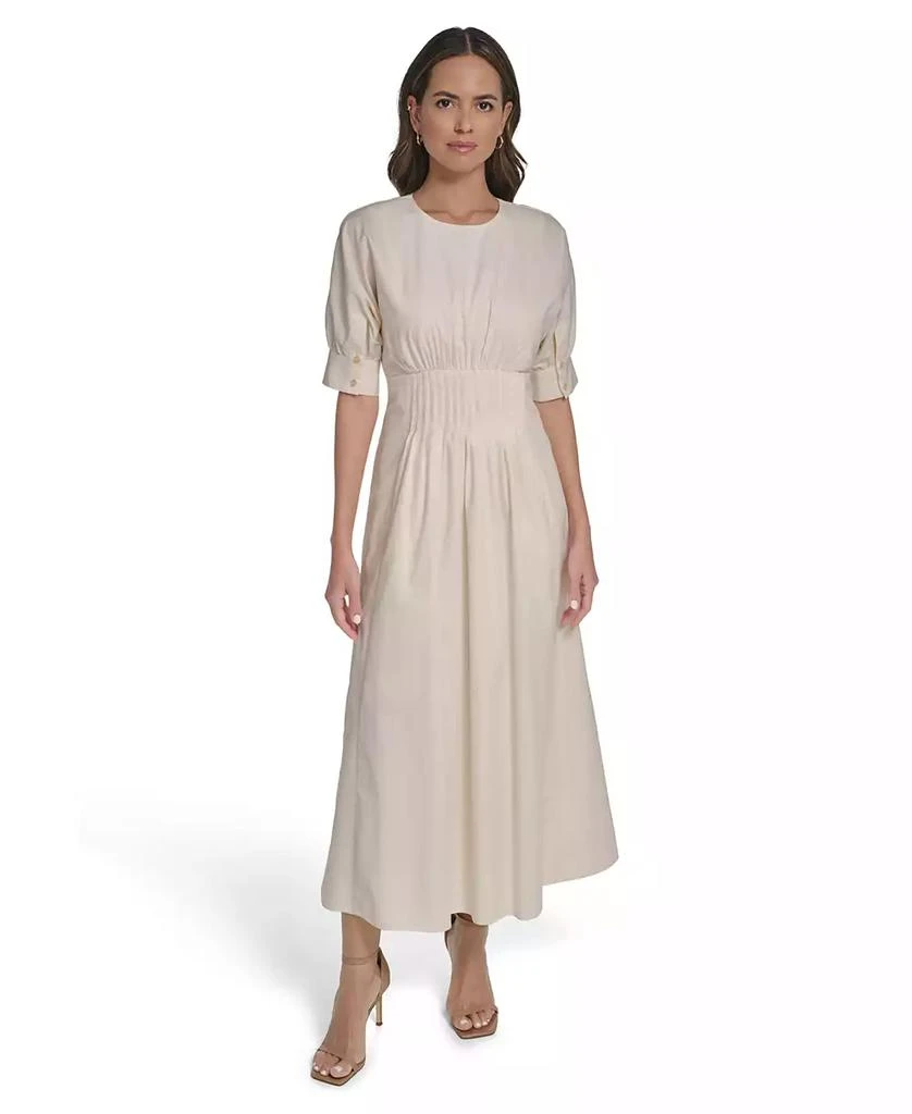 Vince Camuto Women
s Dolman-Sleeve Pleated Waist Midi Dress