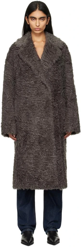 STAND STUDIO Gray Nicole Faux-Fur Coat 1