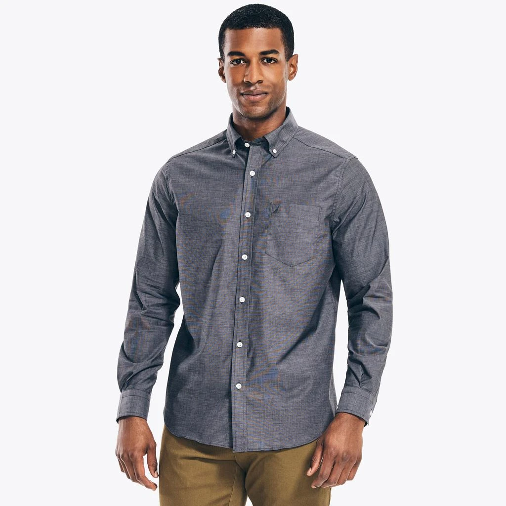 Nautica Mens Wrinkle-Resistant Wear To Work Poplin Shirt 2