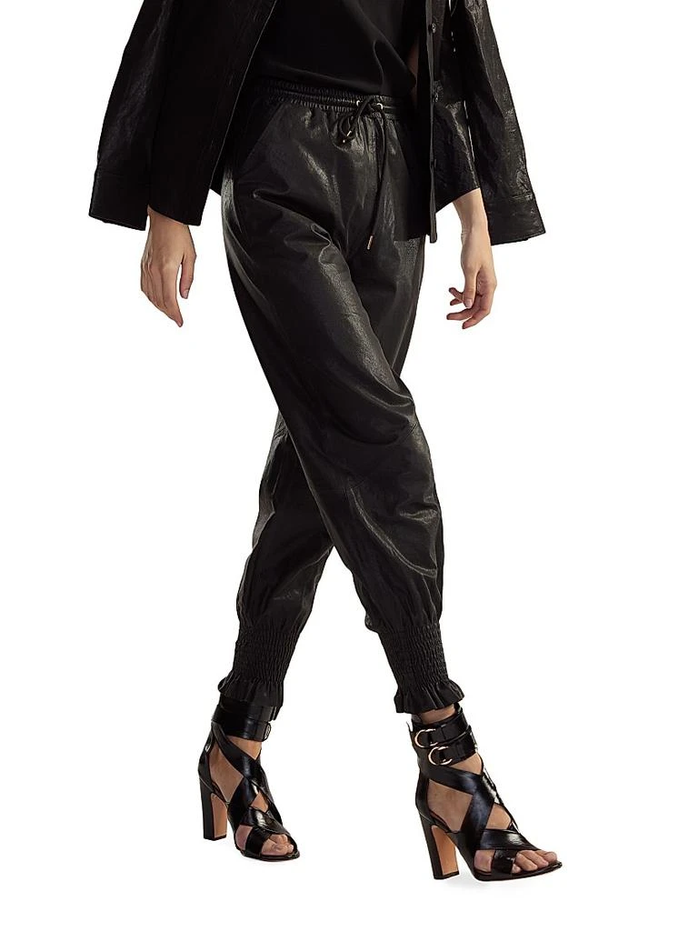Cynthia Rowley Leather Drawstring Joggers 1