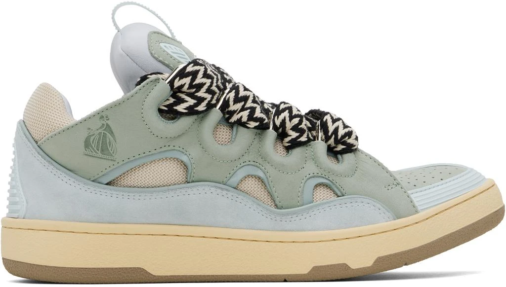 Lanvin Blue & Green Leather Curb Sneakers 1
