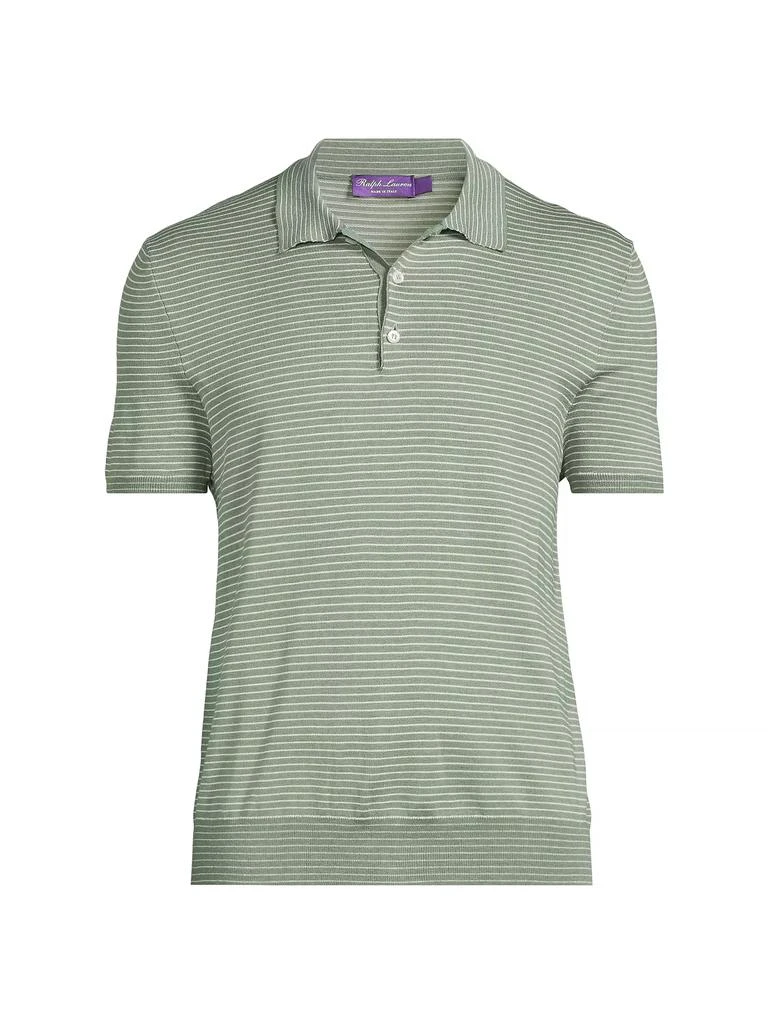 Ralph Lauren Striped Silk-Cotton Polo-Collar Sweater 1