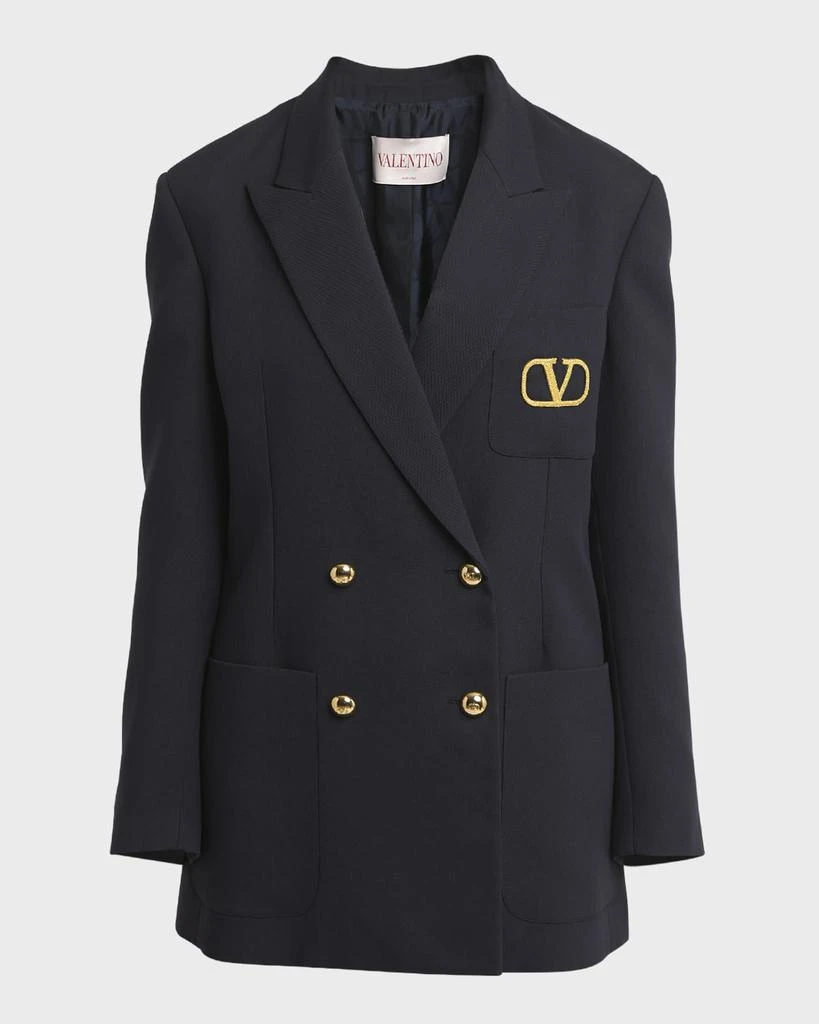 Valentino V-Logo Double-Breasted Navy Formal Jacket 1