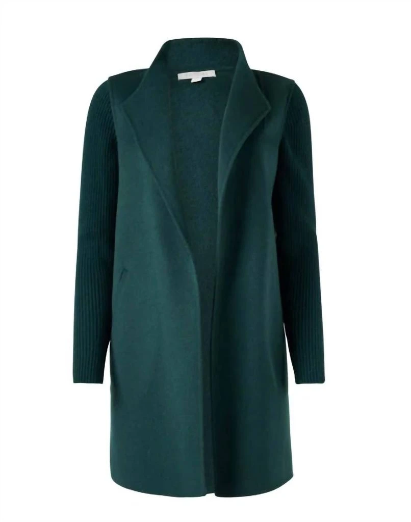 Kinross Rib Sleeve Coat In Cypress 3
