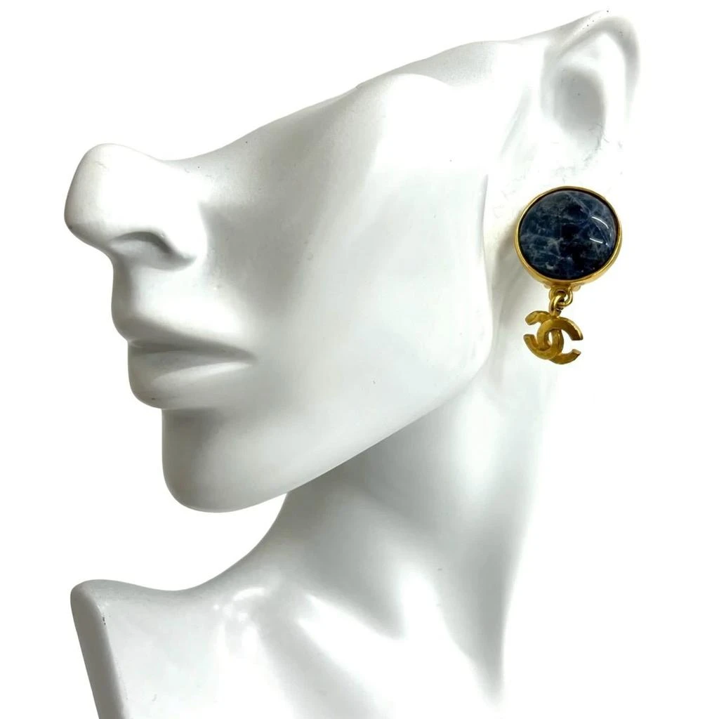 Chanel gold blue gold Plating Clip Earrings (Pre-Owned)