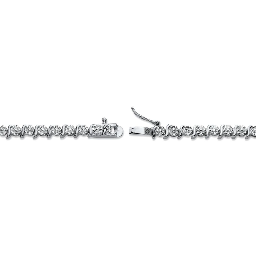 Palm Beach Jewelry Round Diamond Accent S-Link Tennis Bracelet Platinum-Plated 7.5" Length 2
