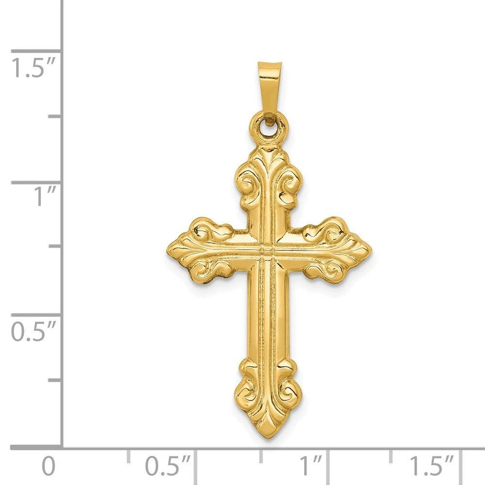 Diamond2Deal 14k Yellow Gold Polished Cross Budded Pendant 3