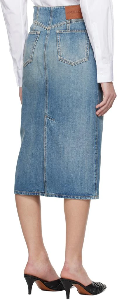 McQueen Blue Fold Over Waist Denim Midi Skirt 3