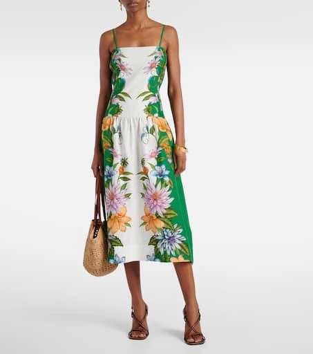 Farm Rio Sweet Bloom linen-blend midi dress 2