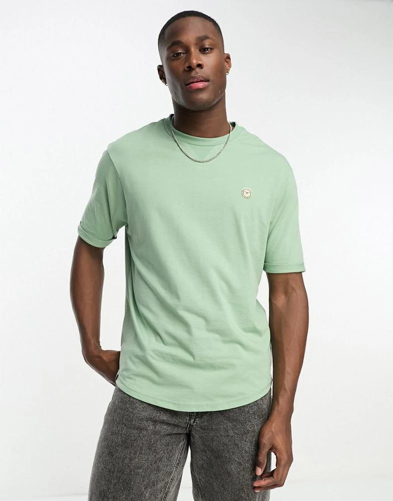 Le Breve Le Breve roll sleeve t-shirt in pale green 1
