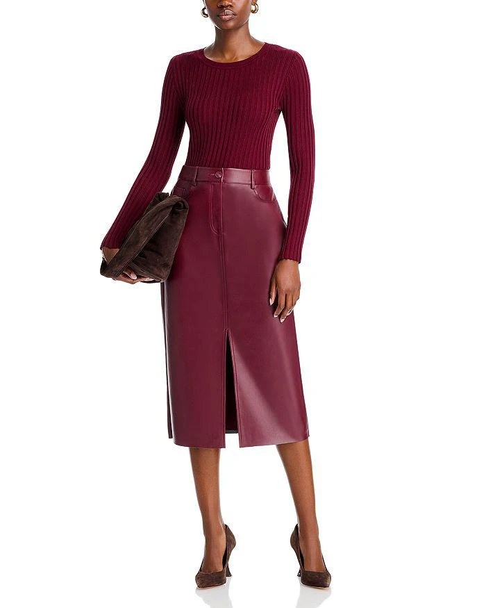 Tahari Faux Leather Slim Midi Skirt 2