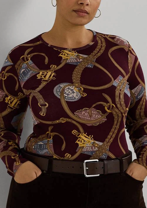 Ralph Lauren Ralph Lauren Plus Size Belting Print Cotton Long Sleeve T Shirt 3