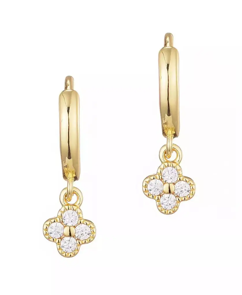 ADORNIA Cubic Zirconia Extra Mini Clover Dangle Huggie Earrings
