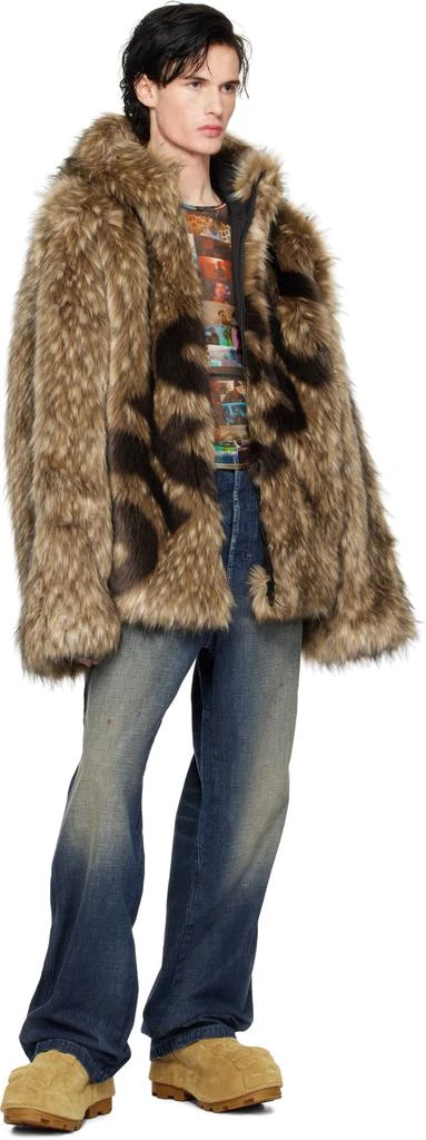 Diesel Brown W-Mag Faux-Fur Coat 4