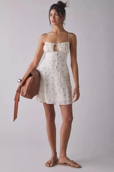 Kiss The Sky Kiss The Sky Blue Floral Lace-Up Open Back Mini Dress 1