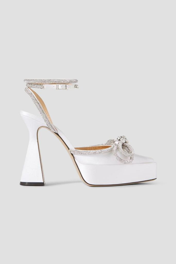 Mach & Mach Double Bow crystal-embellished satin platform pumps