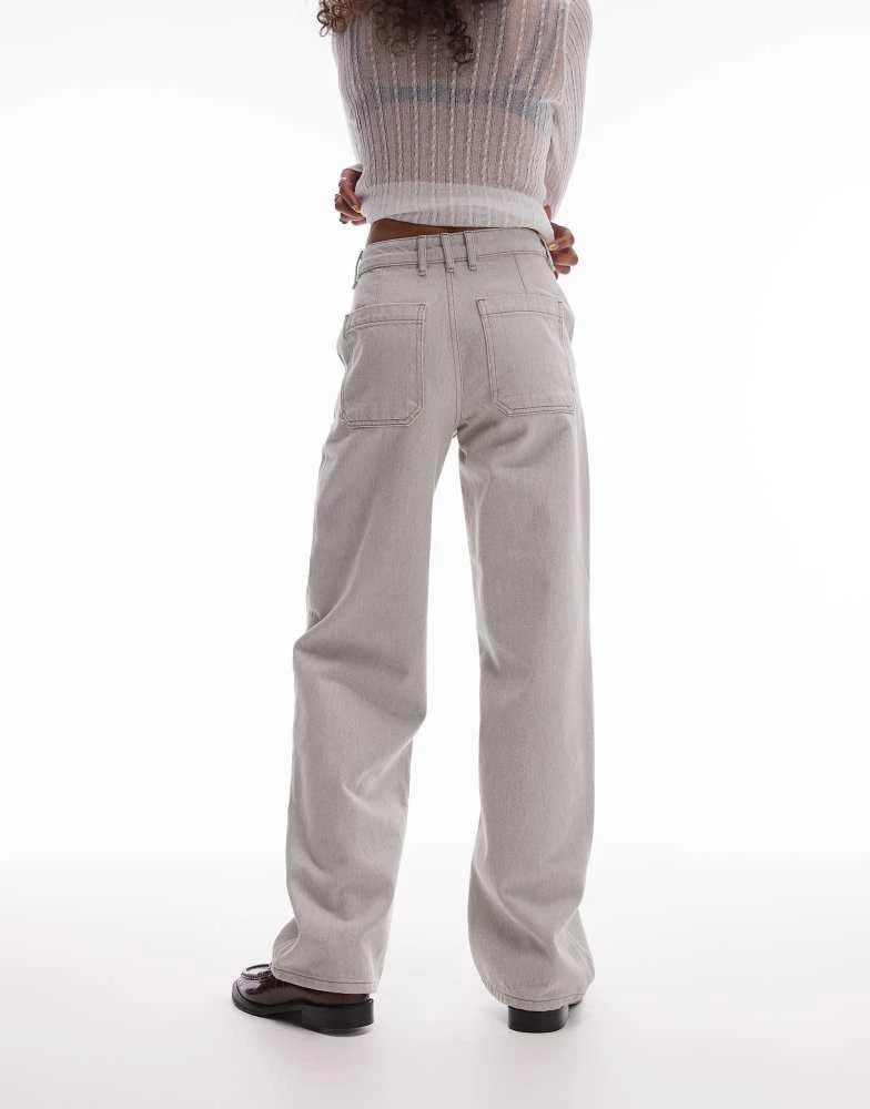 Topshop Topshop high rise pleated jean in stone 4