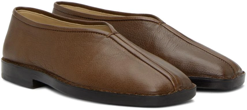 Lemaire Brown Flat Piped Slippers 4