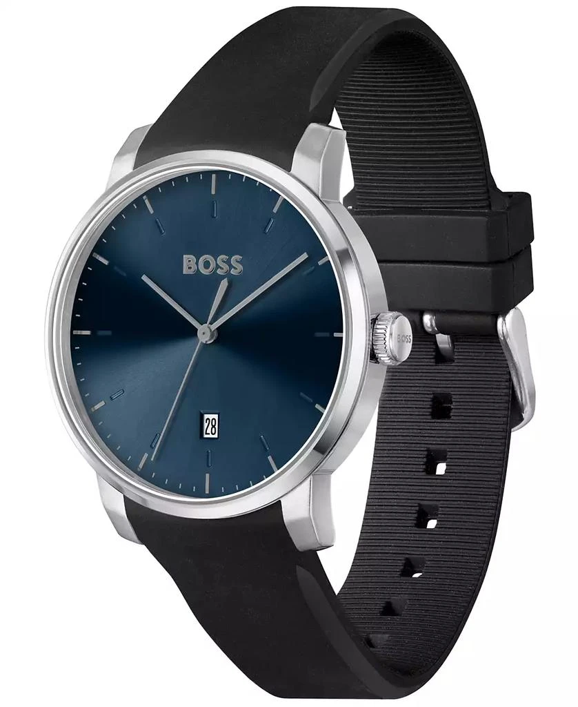 Hugo Boss Men's Dean Quartz Basic Calendar Black Silicone Watch 41mm 2