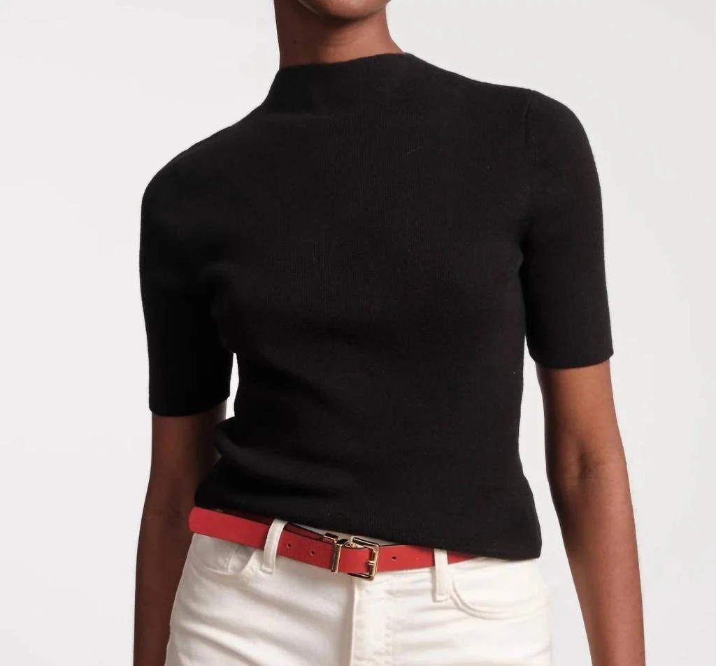 Frances Valentine Frances Valentine - Marie Knit Mock Neck 3/4 Sleeve Sweater Top 1